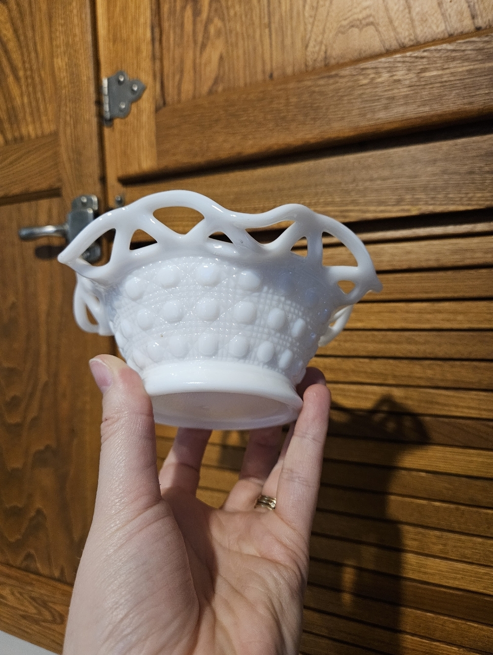 Lace Edge Milk Glass Imperial Glass Company Candy Trivet Dish